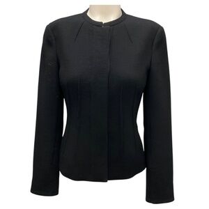 AKRIS BLACK WOOL CREPE JACKET